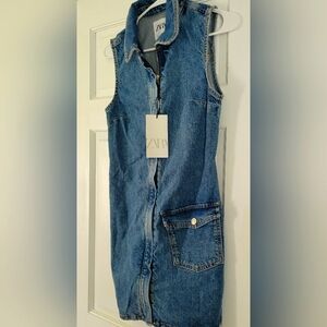 NWT Zara Sleeveless Denim Dress Small
